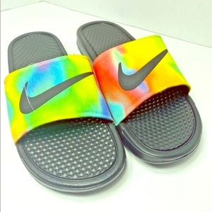 nike slides tie dye
